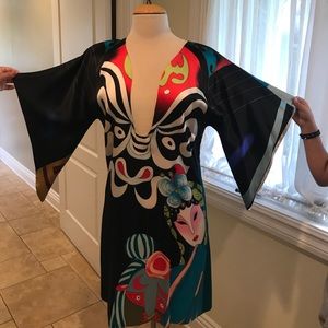 Kimono type silk dress